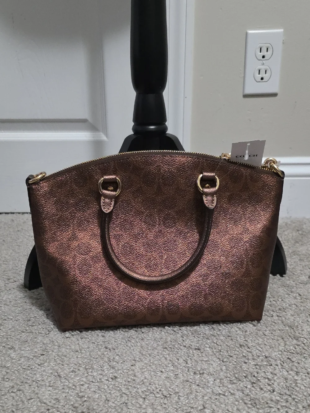 Coach Sadie Satchel Crossbody Bag in Metallic Signature Coated Canvas - Picture 2 of 16